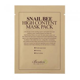 Benton Snail Bee High Content Mask Pack  maska w płachcie z filtratem ze śluzu ślimaka,jadem pszczelim i zieloną herbatą 1 szt