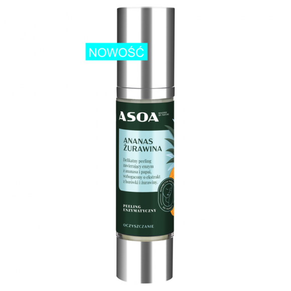 Asoa peeling enzymatyczny Ananas - Żurawina 50ml delikatny peeling enzymatyczny nadaje się do skóry bardzo wrażliwej.