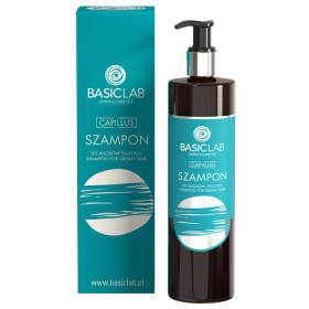 BasicLab szampon do włosów tłustych 300ml Zawiera ekstrakty roślinne, które oczyszczają skórę głowy i regulują wydzielanie sebum. Włosy pozostają świeże na dłużej.