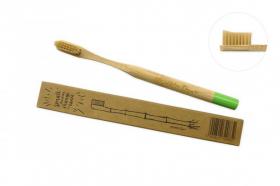 Mohani naturalna szczoteczka bambusowa włosie miękkie profilowane końcówka zielona 1szt
