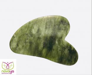 Gua Sha do masażu jadeitowa płytka do masażu twarzy i ciała 1 szt.  Służy do masażu twarzy i całego ciała. Wykonana z naturalnego kamienia jadeitowego.